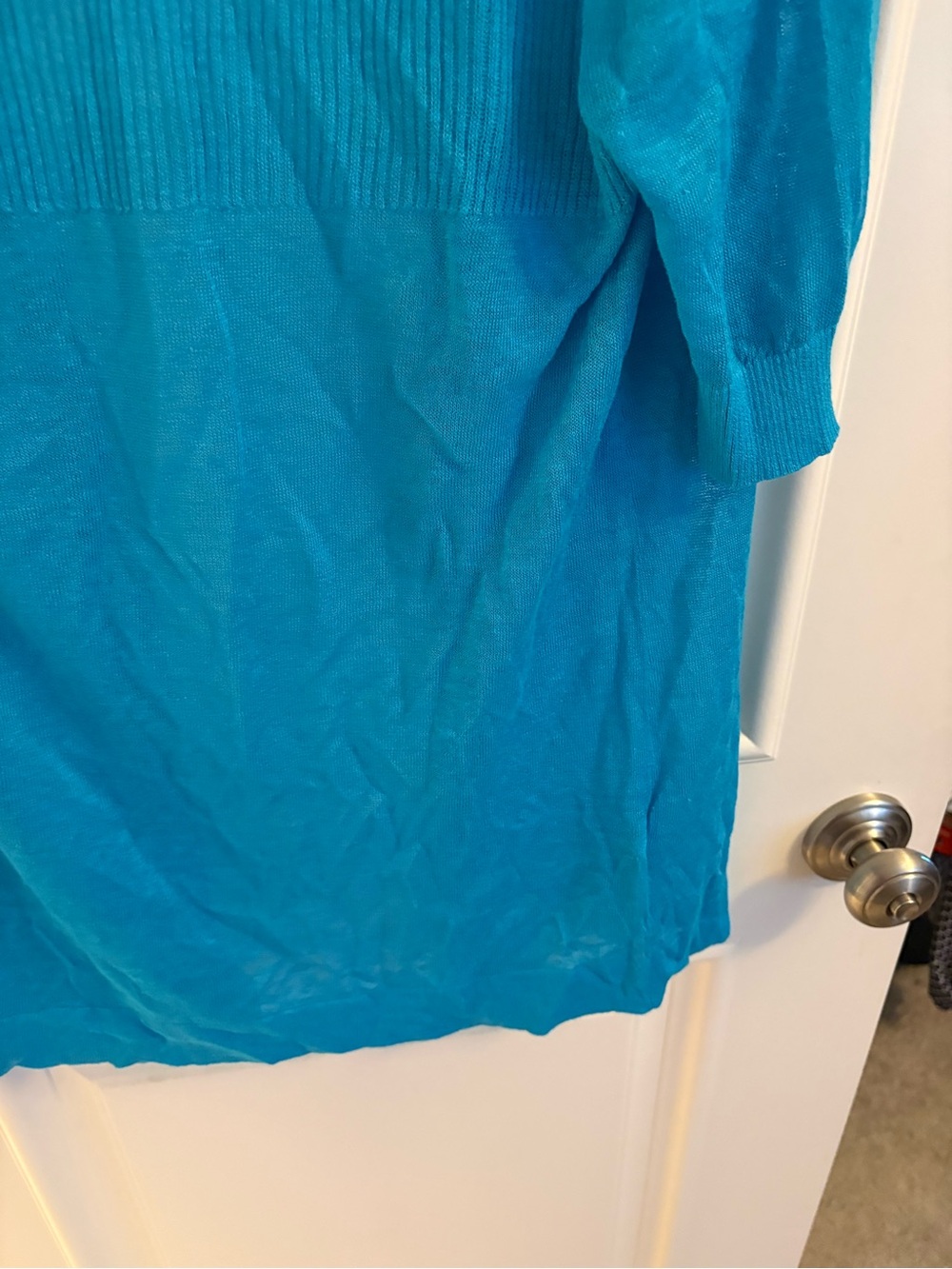 Ann Taylor Short Sleeve Turquoise Open-Front Cardigan NWT - Picture 13 of 14